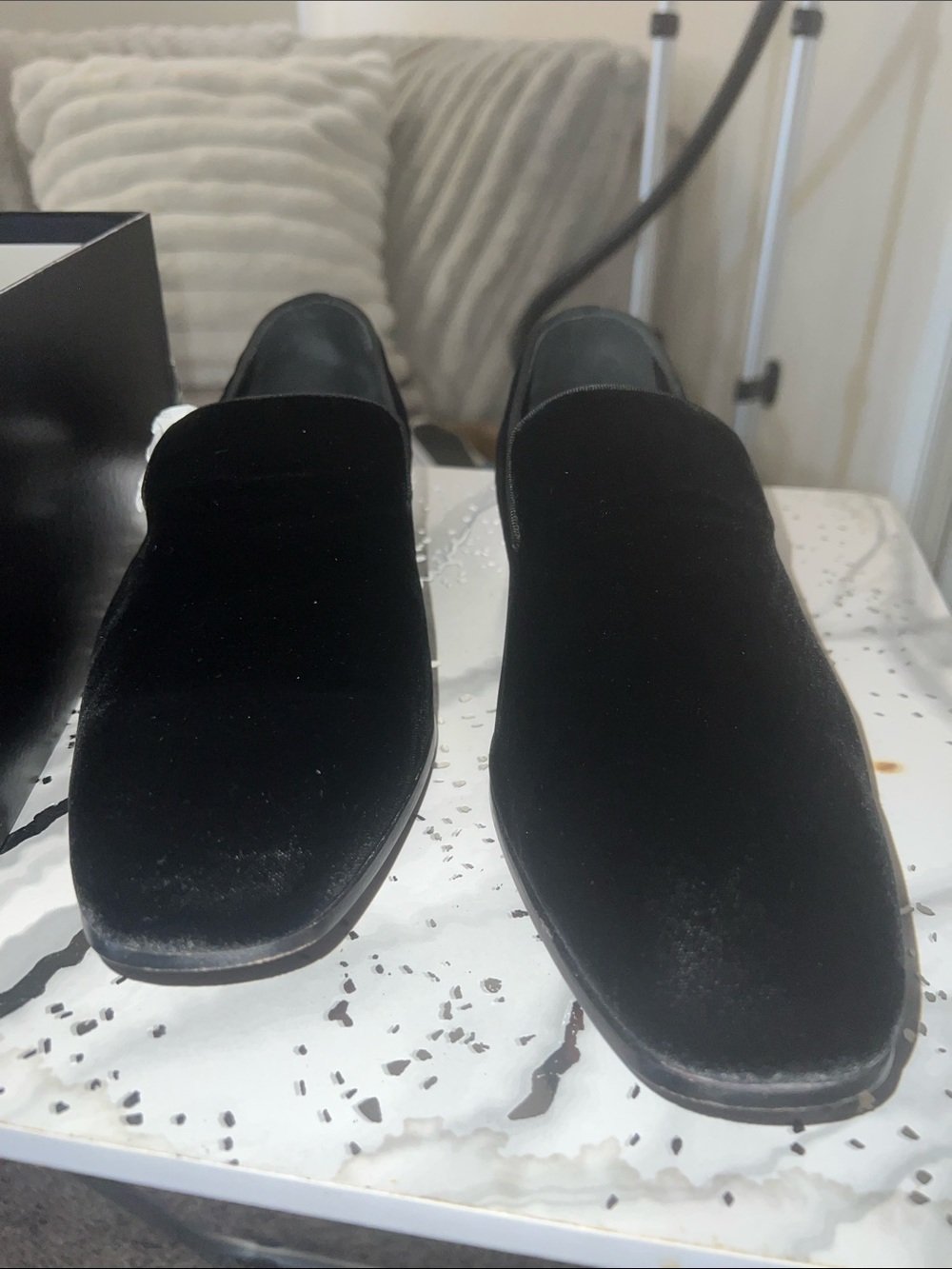 Mercanti Fiorentini Black Velvet Slip-On Loafers